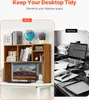 A split image showing a messy desk on the right ('Before') and a tidy desk with a bookshelf organizer on the left ('After'). Voir les images du produit