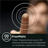 A finger touching a digital display showing temperature settings, with marketing text below. Produktbild-Vorschau