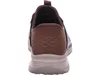 The back view of a brown SKECHERS slip-on shoe against a white background. Voir les images du produit