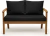 A studio shot of a two-seater outdoor sofa with black cushions. Anteprima dell’immagine prodotto