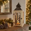 Laterne mit Weihnachtsbaum-Dekor | 24×57 cm | Holz, Glas & Produktbild-Vorschau 2