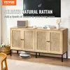 A modern living room with a rattan sideboard, TV, and a robotic vacuum cleaner. Anteprima dell’immagine prodotto