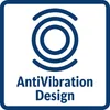 A graphic with concentric circles and text indicating 'AntiVibration Design'. Produktbild-Vorschau