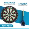 DartPro Dartscheibe mit 6 Pfeilen - Profi Steeldartscheibe Produktbild-Vorschau 2