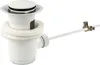 A white sink drain assembly with a pop-up stopper and overflow mechanism, shown against a white background. Produktbild-Vorschau