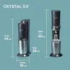 Two SodaStream Crystal 3.0 water carbonators are shown with dimensions indicated. Produktbild-Vorschau