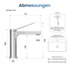 Diagram showing the dimensions of a faucet and its installation requirements. Podgląd zdjęcia produktu