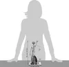 A metallic figurine of Justitia, the Roman goddess of justice, is shown with dimensions indicated by measurement lines and text. Náhľad obrázku produktu