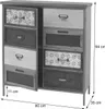 A vintage-style apothecary cabinet with multiple drawers and compartments, shown with dimensions indicated. Voir les images du produit