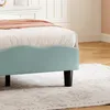 Lit enfant 90x200 cm en velours bleu et rose – Tête de lit Voir les images du produit 8