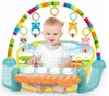 A baby is playing on a colorful activity mat with an interactive piano. Produktbild-Vorschau