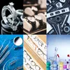 A collage of six different product categories: jewelry, watches, tools, dental equipment, eyeglasses, and laboratory equipment. Produktbild-Vorschau