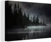 MuchoWow® - Leinwandbilder - Wald - Nebel - Schwarz - Weiß, Produktbild-Vorschau 1