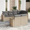 7-tlg. Garten-Sofagarnitur mit Kissen Beige Poly Rattan Produktbild-Vorschau 2