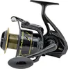A black and gold fishing reel is shown against a white background. Produktbild-Vorschau