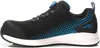 A side view of a black safety shoe with blue accents. Produktbild-Vorschau
