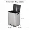 Vidacharmy Cestino per rifiuti in acciaio inox 2×20L con Anteprima dell’immagine prodotto 2