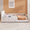 Gestoffeerd bed 90x200 cm, met LED-verlichting, met Productafbeelding-voorbeeld 3