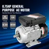 A close-up of an AC motor with technical specifications displayed on the left. Produktbild-Vorschau