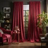 lot de 2 rideaux en velours bordeaux salon chambre rideau Voir les images du produit 3