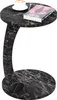 A black marble-effect C-shaped side table with a book and a cup of coffee on top. Anteprima dell’immagine prodotto