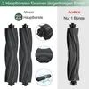 Comparison of two types of vacuum cleaner main brushes, highlighting the benefits of the product's dual brush design. Produktbild-Vorschau