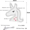 A diagram showing a unicorn-shaped neon LED light with dimensions and labels in German. Náhled obrázku produktu