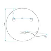 Technical drawing of a round mirror with dimensions and mounting hardware. Produktbild-Vorschau