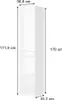 A tall, narrow white cabinet with dimensions indicated by measurement lines and text. Produktbild-Vorschau