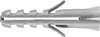 A close-up, side view of a single gray plastic wall anchor on a white background. Produktbild-Vorschau