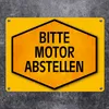 Bitte Motor abstellen Warn- und Hinweisschild in Gelb und Produktbild-Vorschau 2