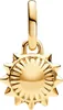 A close-up studio shot of a gold sun charm pendant. Produktbild-Vorschau