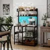 A kitchen shelf unit with various items, including a coffee machine, toaster, and decorative lights. Náhled obrázku produktu
