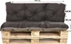 A dark gray cushion set for a pallet sofa, placed on top of wooden pallets. Produktbild-Vorschau