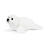 A white plush seal toy lying on a white background. Produktbild-Vorschau