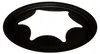 A black, oval-shaped metal insert with six petal-like cutouts. Podgląd zdjęcia produktu