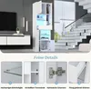 A modern living room scene featuring a white display cabinet with LED lighting, next to a television and a staircase. Anteprima dell’immagine prodotto