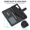 A black phone case is shown open, displaying its card slots and cash pocket. Produktbild-Vorschau