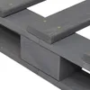 A close-up view of the corner of a wooden pallet bed frame, showing the construction details. Náhled obrázku produktu