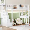 A child's bedroom with a white loft bed, desk, and storage stairs. Podgląd zdjęcia produktu