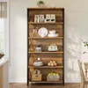 A tall, five-shelf bookshelf filled with kitchenware and decorative items, placed in a room with natural light coming from a window. Náhled obrázku produktu