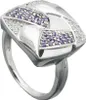 Ring Damenring Viereck mit Muster Zirkonia lila weiß 925 Produktbild-Vorschau 1