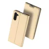 A gold flip-style phone case is shown against a white background. Produktbild-Vorschau