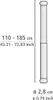 A diagram showing the dimensions of a telescopic shower rod. Náhled obrázku produktu