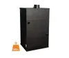 A black wood-burning stove is shown against a white background, with a weight indicator overlay. Produktbild-Vorschau