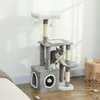 PawHut Škrabadlo 107 cm Mačací veža s jaskyňou, plyšové Náhľad obrázku produktu 2