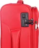A close-up view of a red trolley bag with a built-in combination lock. Anteprima dell’immagine prodotto