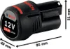 A Bosch 12V 2.0 Ah Li-Ion battery pack with dimensions indicated. Voir les images du produit