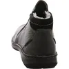A rear view of a black leather boot with a fur lining. Voir les images du produit