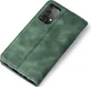 A green flip cover phone case is shown diagonally on a white background. Produktbild-Vorschau